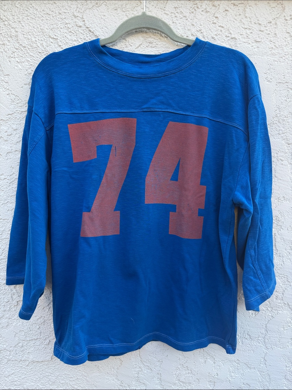 Pilcro Blue Graphic Tee with Red Numbers - 74